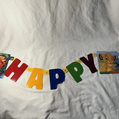 Vintage Lion King Happy Birthday Sign Banner Disney Party Decor - Image 1 of 4