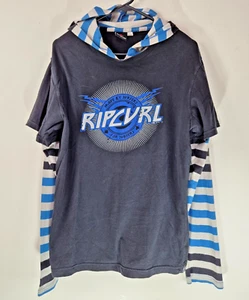 Rip Curl The Search L/S Hooded T-Shirt Tee Standard Fit Size Small Surf Y2K - Picture 1 of 5