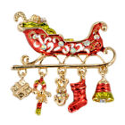 Red Christmas Brooch Animal Boutonniere -studded Sled