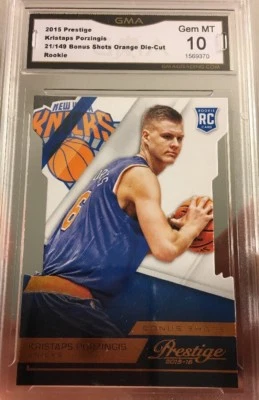 Kristaps PORZINGIS Rookie Card #21/149 Prestige Orange Die Cut 2015 Gem Mint 10 - Image 1 of 3