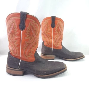 Ariat Quickdraw Boots Size 12 D Square Toe Western Cowboy Orange Leather Pull On - Picture 1 of 11