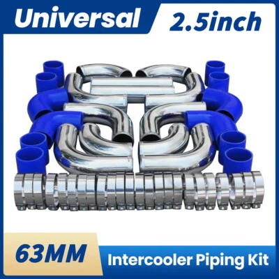 Kit de tuberías intercooler universales de 2,5" de 12 piezas con abrazaderas de perno en T + acoplador de silicona Foto 1 de 4