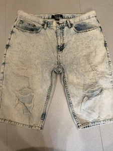 Refuel Jeans Men’s Acid Wash Torn Distressed Style Shorts Size 38 - Picture 1 of 5