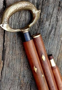 Nuevo bastón de madera victoriano con mango de cabeza de anclaje de latón vintage regalo - Imagen 1 de 5