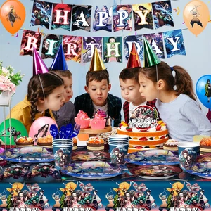 Demon Slayer Birthday Decorations,112Pcs Decorations&Tableware Set-Demon Slayer - Picture 1 of 8