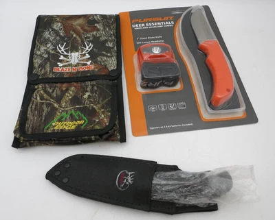 LOTE DE CUCHILLOS DE CAZA DE PERSECUCIÓN BORDE EXTERIOR MARRÓN FARO NOS Foto 1 de 4