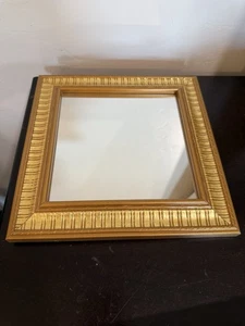Vintage Goldrahmen hängender Spiegel quadratisch 10" MCM Holzdekor - Bild 1 von 6