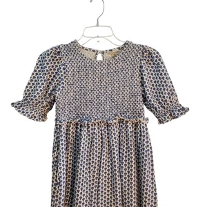 J Crew Crewcuts Girls Smocked Blue & White Bell Sleeve Dress Size 14 - Picture 1 of 8