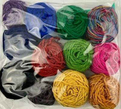 Scrap Yarn Granny Square Plastic Canvas Afghan Craft  Knit 12 Balls 7.5 oz Total - Image 1 of 3