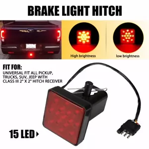 Running Brake Reverse Red 15LED Towing Hitch Cover Light For Trucks 2"Receiver Y - Picture 1 of 14