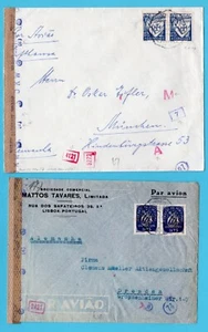 PORTUGAL 2 zensierte Luftpostbriefe 1942-43 Lissabon nach Deutschland - Bild 1 von 2