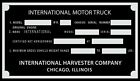 INTERNATIONAL HARVESTER COMPANY TRUCK Late 30s 1940s DATA PLATE PICKUP ID TAG