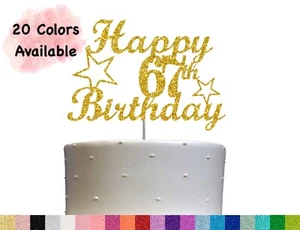 67th Birthday Cake Topper (20 COLORS Double Side Glitter ) Birthday Decorations - Picture 1 of 5