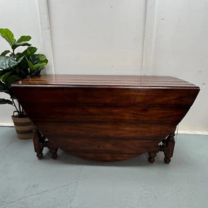 Theodore Alexander Vintage Reclaimed Wood Planked Oval Drop Leaf Dining Table - Picture 1 of 14