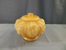 Fenton L.G. Wright Honey Amber Overlay Beaded Drape Miniature Oil Lamp Base