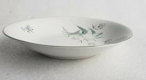 (4) Royal Heiden RHE3 Coupe Soup Bowls Aqua & Gray Flowers Bavaria Germany China - Picture 1 of 4