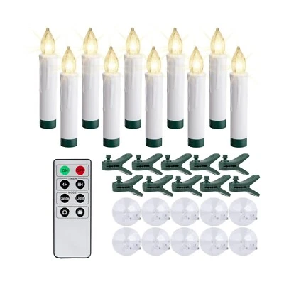 10 velas con clip cónico LED blanco cálido de Navidad con temporizador de control remoto  Foto 1 de 4