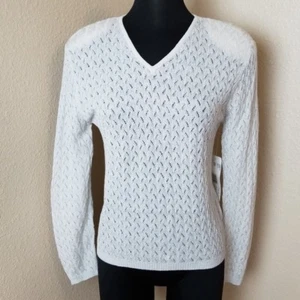 Nuevo Jones New York Gris VNeck Suéter Tejido Abierto Talla PL - Imagen 1 de 5