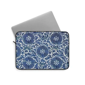 Bleu Vintage Motif Floral Chinois - Housse Ordinateur Portable - Sac Tech Tendance - Photo 1/10