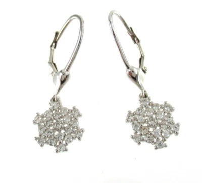 Brincos pendurados de floco de neve de safira branca prata esterlina 0,925 D'Joy 1,25" - Imagem 1 de 2