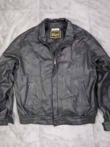 Vintage Reed Mens XL Leather Bomber Jacket 46L Aviator Removable Lining 70s Coat - Picture 1 of 8