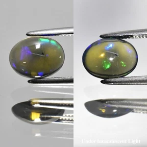 ๐ 0.63ct Oval Cabochon Natural Black Opal - Rainbow Flash, Elegant Ethiopia Gem - Picture 1 of 6
