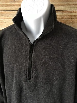 Orvis Men’s Charcoal Gray 1/2 Zip Sweater Black Side Pocket Medium - Image 1 of 4