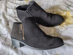 Peacocks Black Suede Ankle Boots Size 5