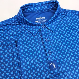 Bogey Bros Golf Polo Shirt Men's Large Blue AOP Middle Finger Flipping The Bird - Picture 1 of 6
