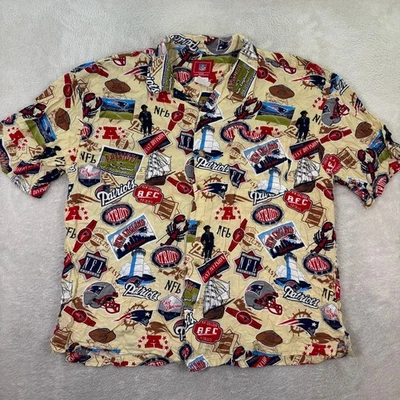 NFL New England Patriots Button Up Hawaiian Shirt Mens XL Casual New England EUC - Image 1 of 4