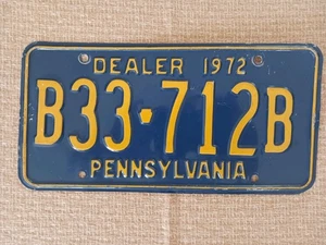 PENNSYLVANIA DEALER TIN LICENSE PLATE Tag # B33-712B State PA Steelers Eagles - Picture 1 of 5