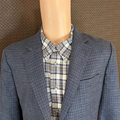 Blazer Abrigo Deportivo Ralph Lauren Para Hombre 40R Lana/Seda/Lino Azul Pata de Gallo Tweed Foto 1 de 4
