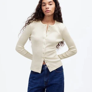NUEVO CON ETIQUETAS Madewell Vintage Marfil Prenda Teñida Acanalada Cárdigan Camiseta - Talla: Extra Pequeña - Imagen 1 de 13