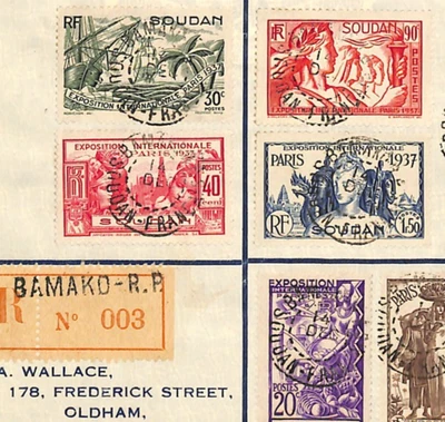 SUDÁN FRANCÉS Francia Cols Cubierta 1937 *EXPOSICIÓN INTERNACIONAL* Juego París WX274 Foto 1 de 4