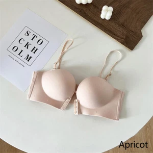 Seamless Front Closure Bra Women Thickening Push Up Strapless Invisible Lingerie - Picture 1 of 56