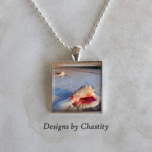 Muschel Halskette Anhänger Charm Ozean Liebhaber Strand Mädchen Muschel Sand Meer Küste - Bild 1 von 2