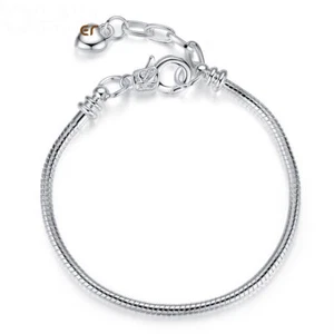 VOROCO Popular Silver Plated Snake Chain Lobster Clasp Buckle Bracelet Jewellry - Picture 1 of 4