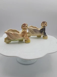 Shawnee Elf Pixie Planters Wheelbarrow Cart Figurine 2  Use For Spring/Easter  - Picture 1 of 6