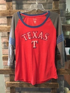 Women’s Texas Rangers Baseball Shirt, Medium, Red with Gray sleeves - Picture 1 of 5