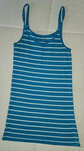 Women's J crew blue & white striped fitted tee sleeveless tank top medium - Picture 1 of 4