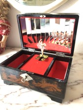 Portagioie giapponese In Legno con carillon e ballerina vintage e chiave