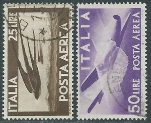 1953 ITALIA POSTA AEREA USATO DEMOCRATICA 2 VALORI - RA2-7 - Imagen 1 de 1