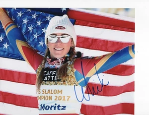 USA OLYMPIC GOLD MEDALIST MIKAELA SHIFFRIN SIGNED SLALOM 8X10 - Picture 1 of 1