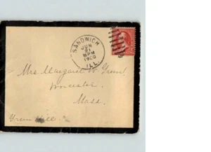 MOURNING COVER, 1900 Black Border + Well Written Letter, SANDWICH, Illinois - Picture 1 of 3