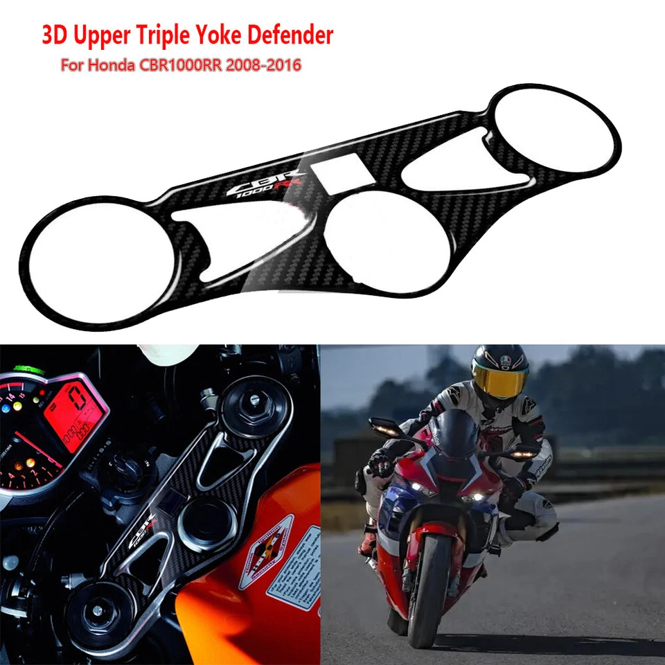 Defensor de yugo triple superior 3D para Honda CBR1000RR 2008-2016 2015 aspecto de carbono Foto 1 de 4