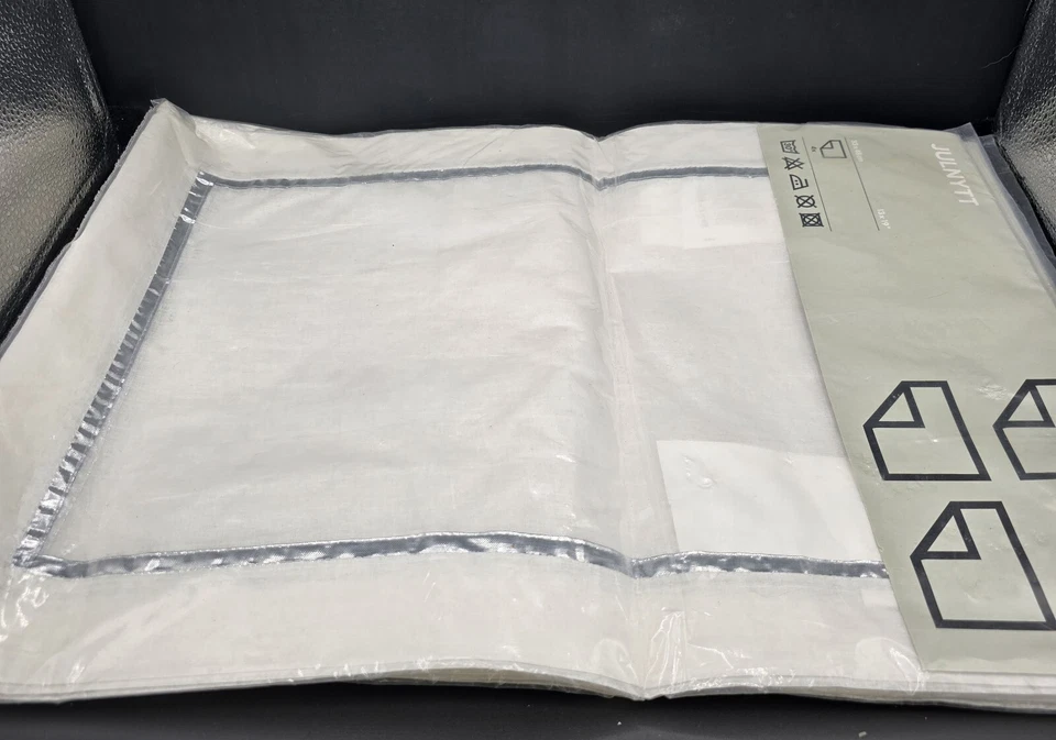 2 PACKS IKEA JULNYTT WHITE ORGANZA SILVER TRIM PLACEMATS SET OF 4 NEW IN PACKAGE - Image 1 of 4