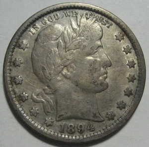 = 1894 VF BARBER Quarter, CLEANED, FREE Shipping - Picture 1 of 2