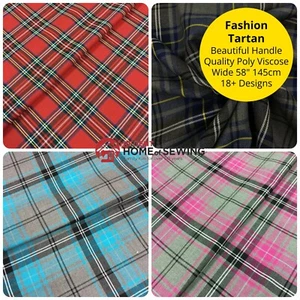 Tartan Plaid Fabric - High Quality Poly Viscose Material - 58" wide - 18 Designs - Picture 1 of 30