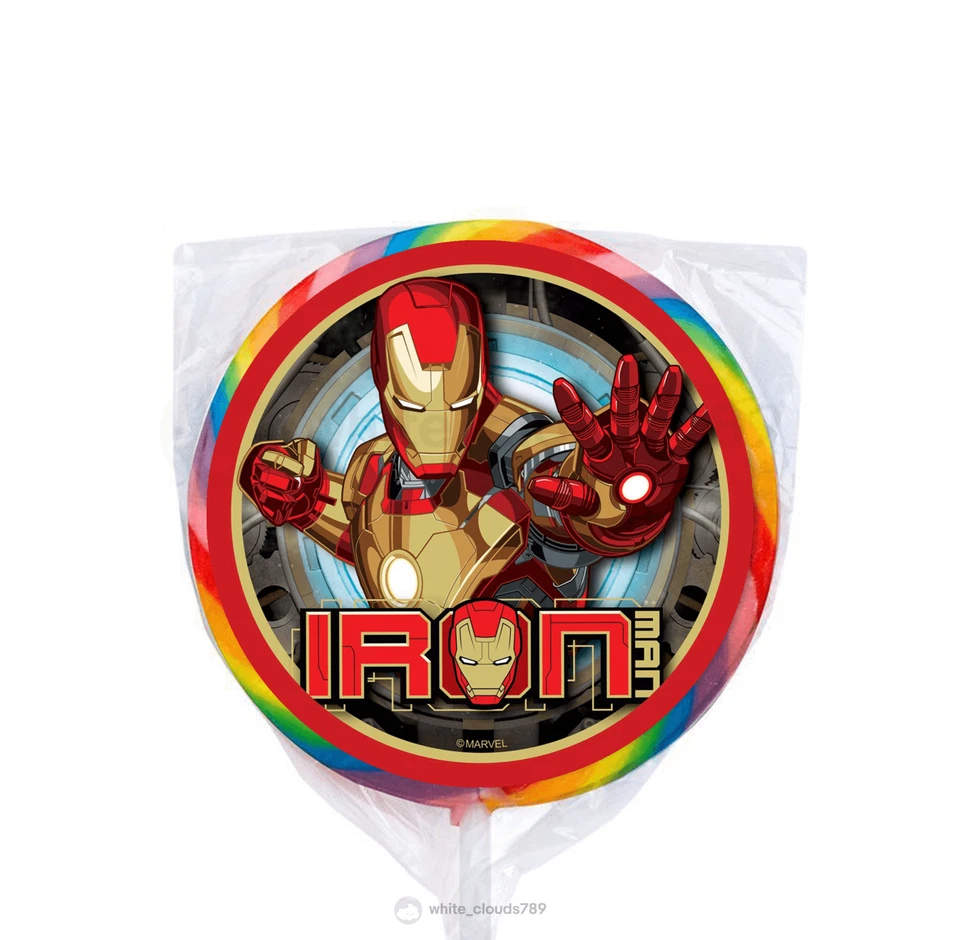 24 etiquetas adesivas Marvel Iron Man 1,67" para bolsa pirulito festa favores aniversário - Imagem 1 de 1
