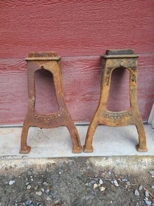 Antique Cast Iron Legs Industrial Table Base Lathe Excelsior RePurpose Table Leg - Picture 1 of 24